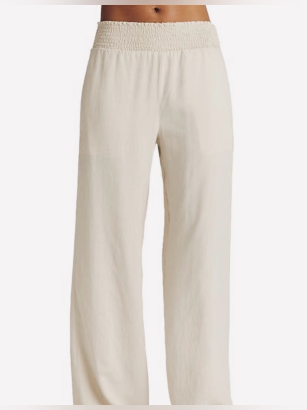 Forever21 Wide Leg Rayon Ivory Smocked Waist Pants S size